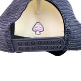 D&Y Unisex Black/White Polyester Trucker Hat  Mushroom Embroidery Snapback OS