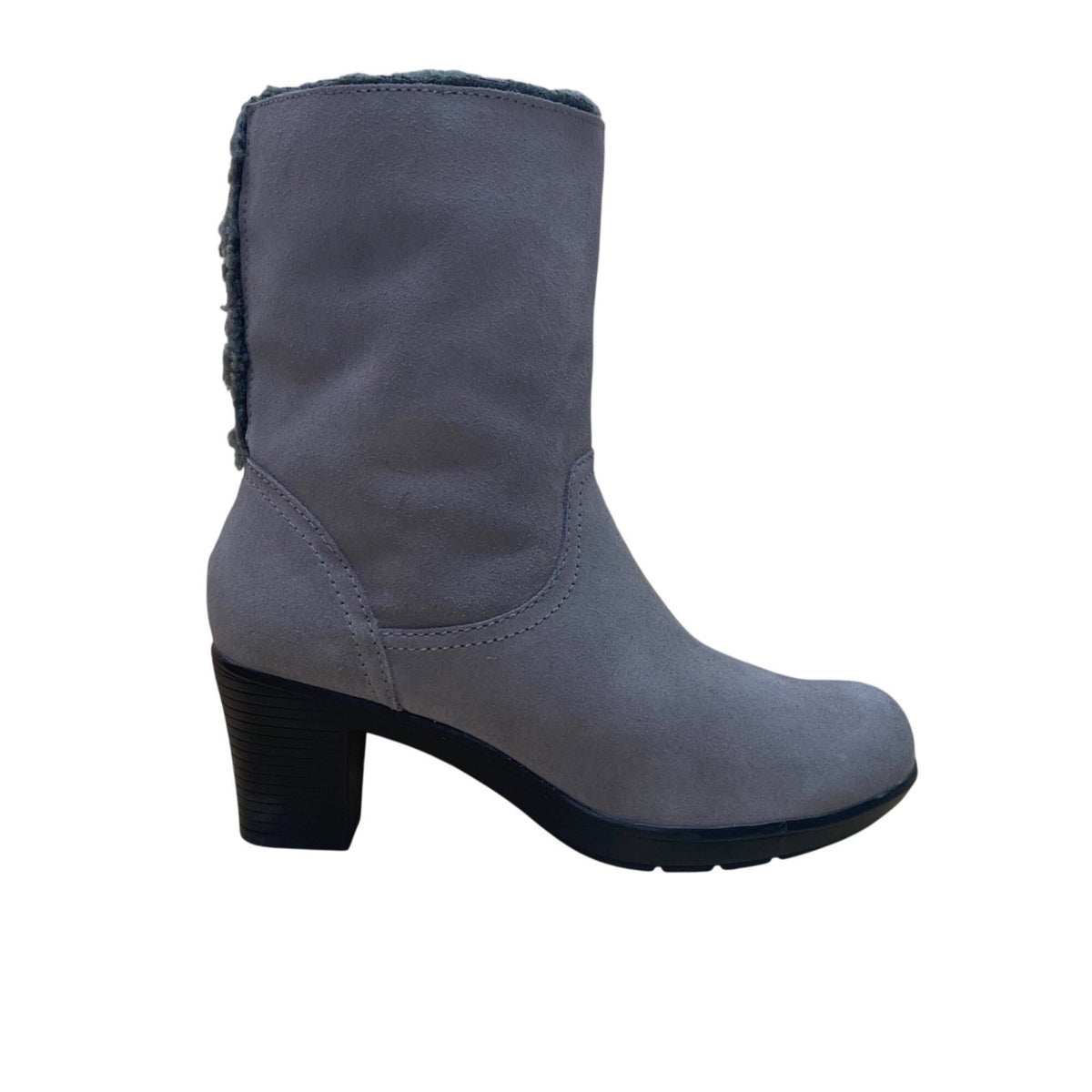 Clarks Women’s Gray Faux Suede & Fur Lined Bendable Winter Heeled Boots Size 7M