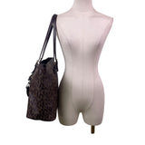 Michael Kors Women’s Brown Monogram Coated Gold-Tone Buckle Accents Tote Bag