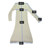 Queens Street Womens Cream Ribbed Knit Long Sleeve Midi Sweater Dress Size OS