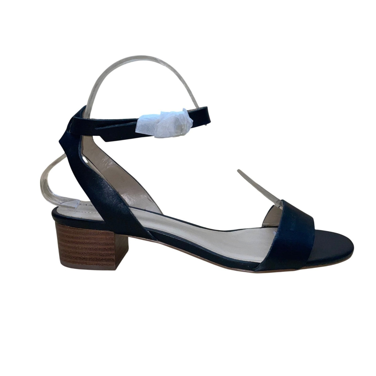Lands End Women’s Black Leather Block Heel Open-Toe Sandals Size UK6/US8/8.5