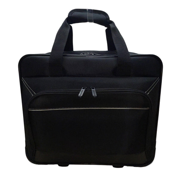 Amazon Basics Black Nylon With Handle Multi-Compartments Rolling Laptop Case
