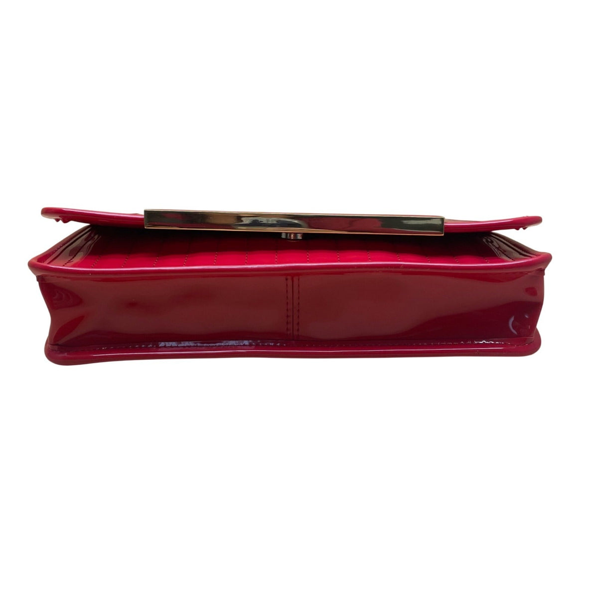 Ted Baker Women’s Red Patent Quilted With Gold Accent Bar Evening Clutch