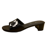 Ecco Women’s Black Leather Flower Accent Open-Toe Mule Sandals Size 37