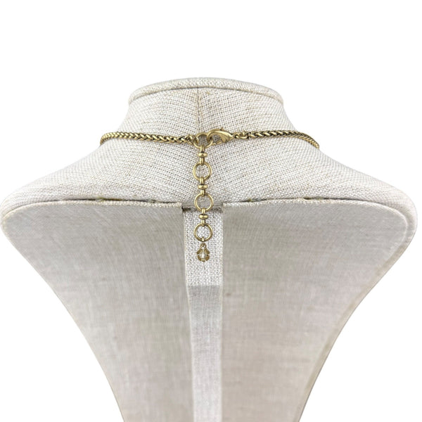 Antique Brass-tone Womens Honeybee Jewelry Set Necklace & Earrings Yellow Glass