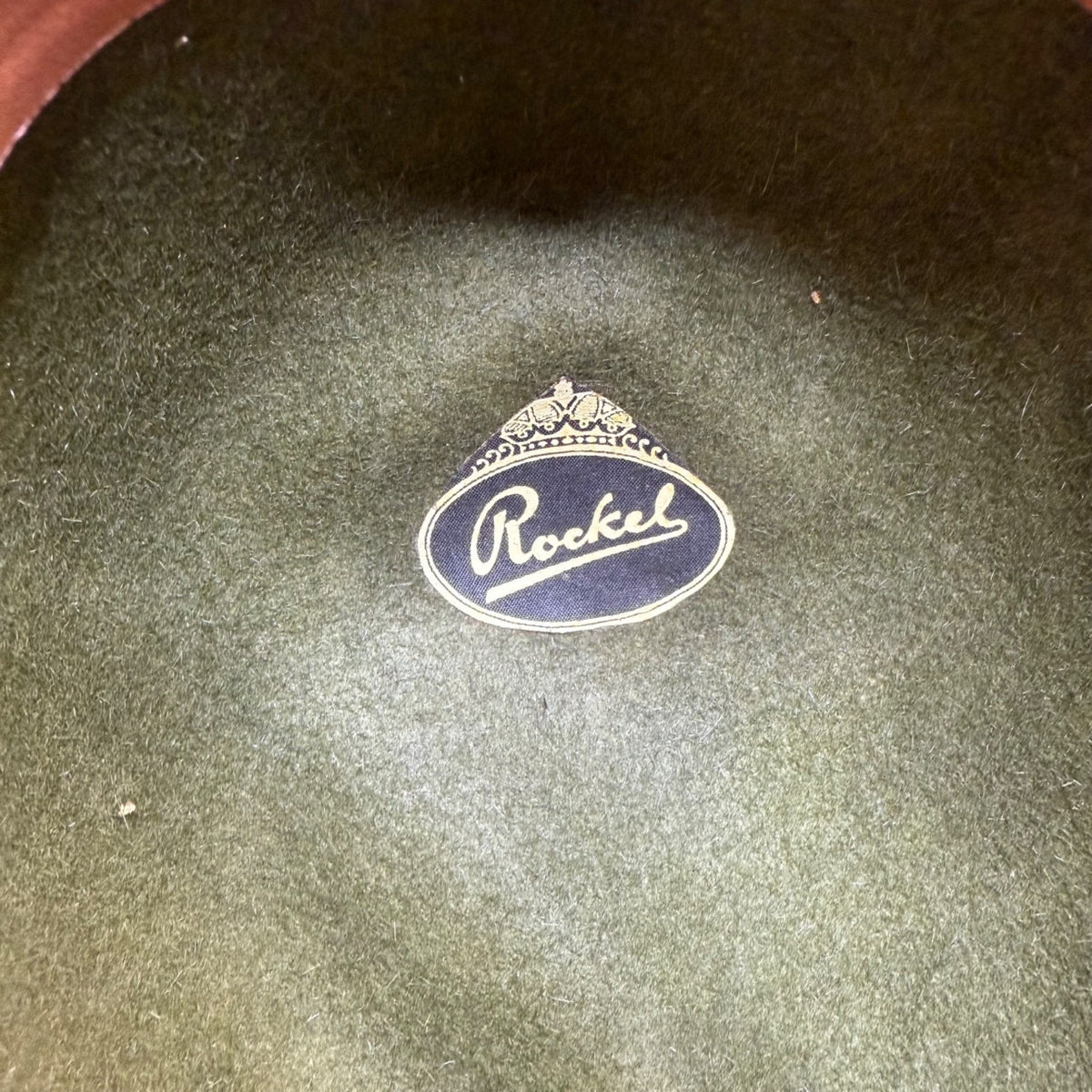 Vintage Rockel Green Wool Fedora Hat Rustic Design Twisted Cord Band Feather OS