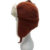 High Desert Gear Unisex Corduroy Faux Fur Trapper Ear Flaps Brown Cream One Size