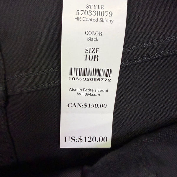 White House Black Market Womens Black Coated High Rise Skinny Jeans Size 10