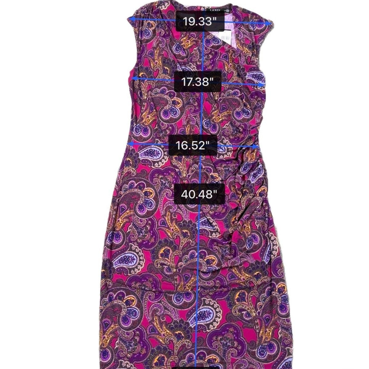 Lauren Ralph Lauren Womens Purple Paisley Sleeveless Dress Size 18