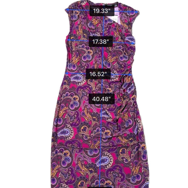 Lauren Ralph Lauren Womens Purple Paisley Sleeveless Dress Size 18