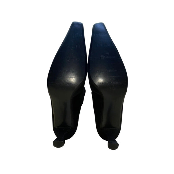 Stuart Weitzman Women’s Black Stretch Suede Empire Knee-High Heeled Boots Size 9