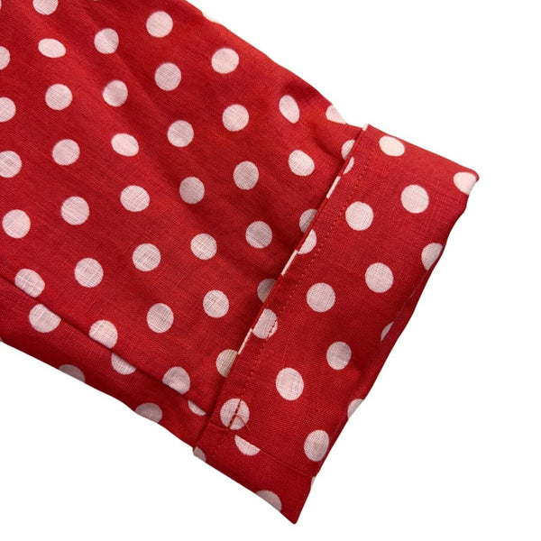 Talbots Womens Red & White Button-Up Polka Dot Blouse Lightweight Shirt Size 16