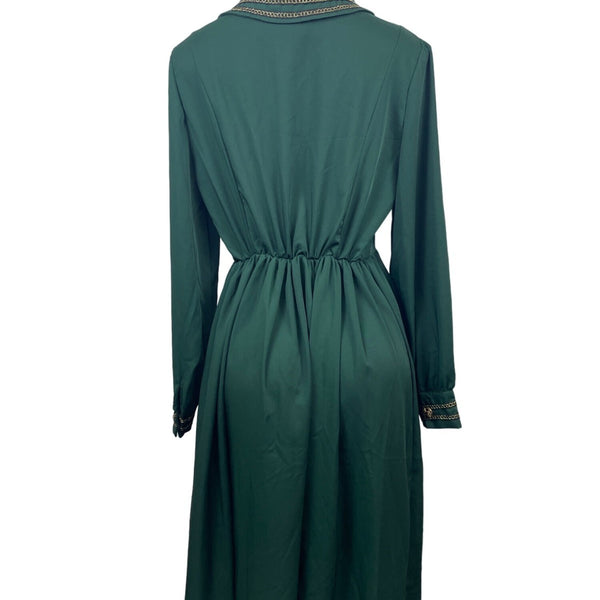 XSL Women’s Green Zip Up pockets Button Arm Dress