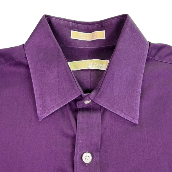 Michael Kors Mens Purple Cotton Button-Up Long Sleeve Shirt Regular Fit Sz 15.5