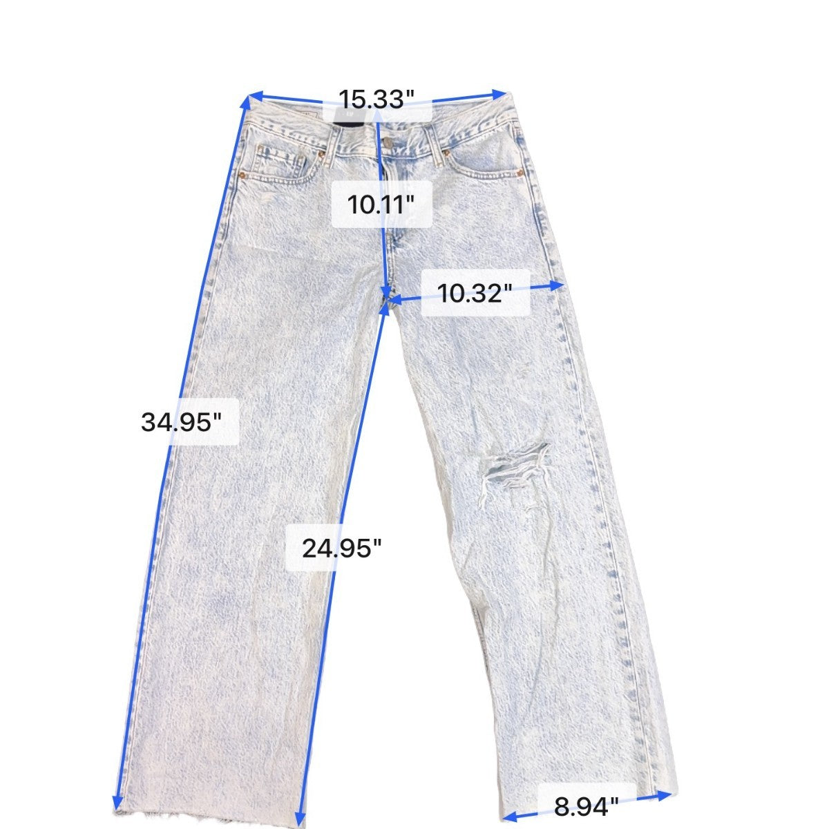 Gap Womens Light Wash Distressed Straight-Leg Jeans Petite Low Stride Size 27
