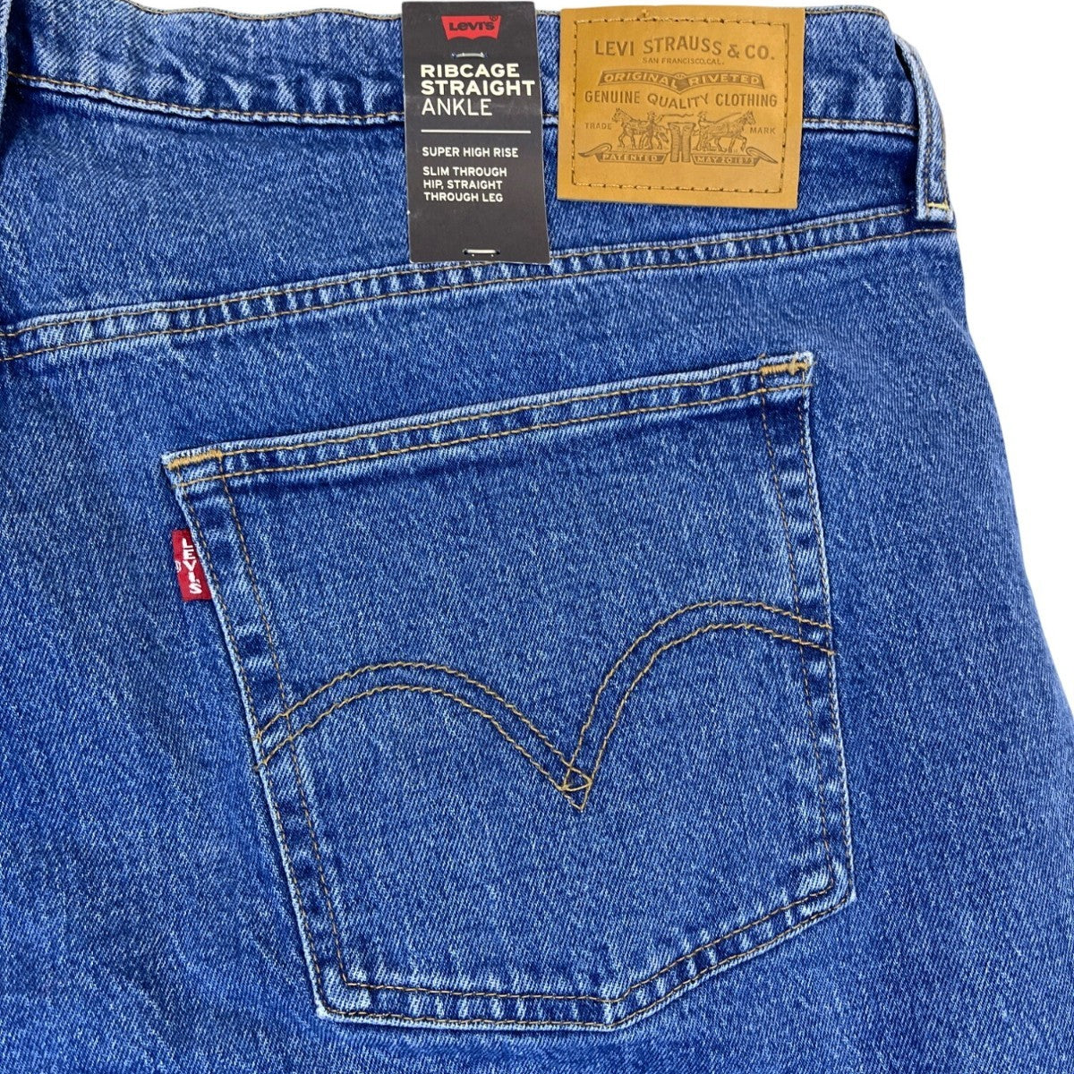 Levis Women Blue Ribcage Straight Ankle Jeans Super High Rise Sz 22W - New