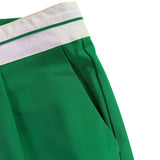 WAYF Womens Green Polyester Wide-Leg Pants Comfortable Elastic Waistband Size L