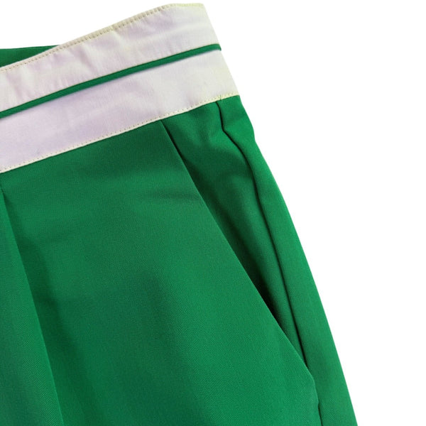 WAYF Womens Green Polyester Wide-Leg Pants Comfortable Elastic Waistband Size L