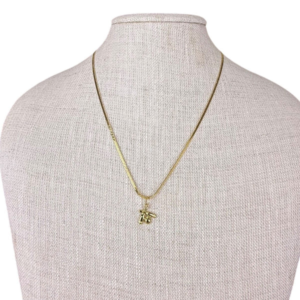 Monet Womens Vintage Gold Tone Bowling Charm Necklace Snake Chain Elegant Jewelr
