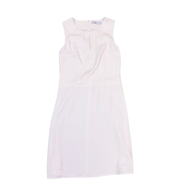 Kala Womens White Silk Sleeveless A-Line Dress Keyhole Detail Size S