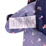 Ann Taylor Womens Navy Floral Print Blouse Ruffled Sleeves Pattern Size XS