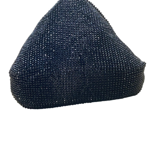 Black Beaded Women’s Hobo Style Clutch Bag With Satin Lining