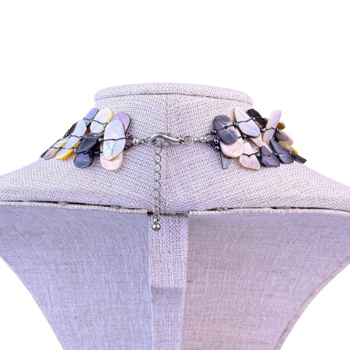 Multi-Strand Womens Natural Mother Of Pearl Shell Statement Necklace