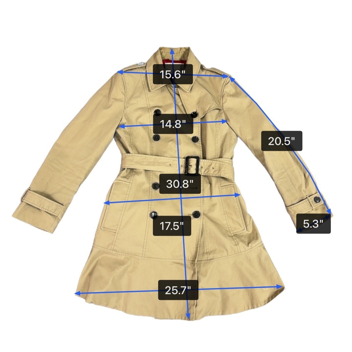 Banana Republic Womens Beige Cotton Double-Breasted Trench Coat Size M