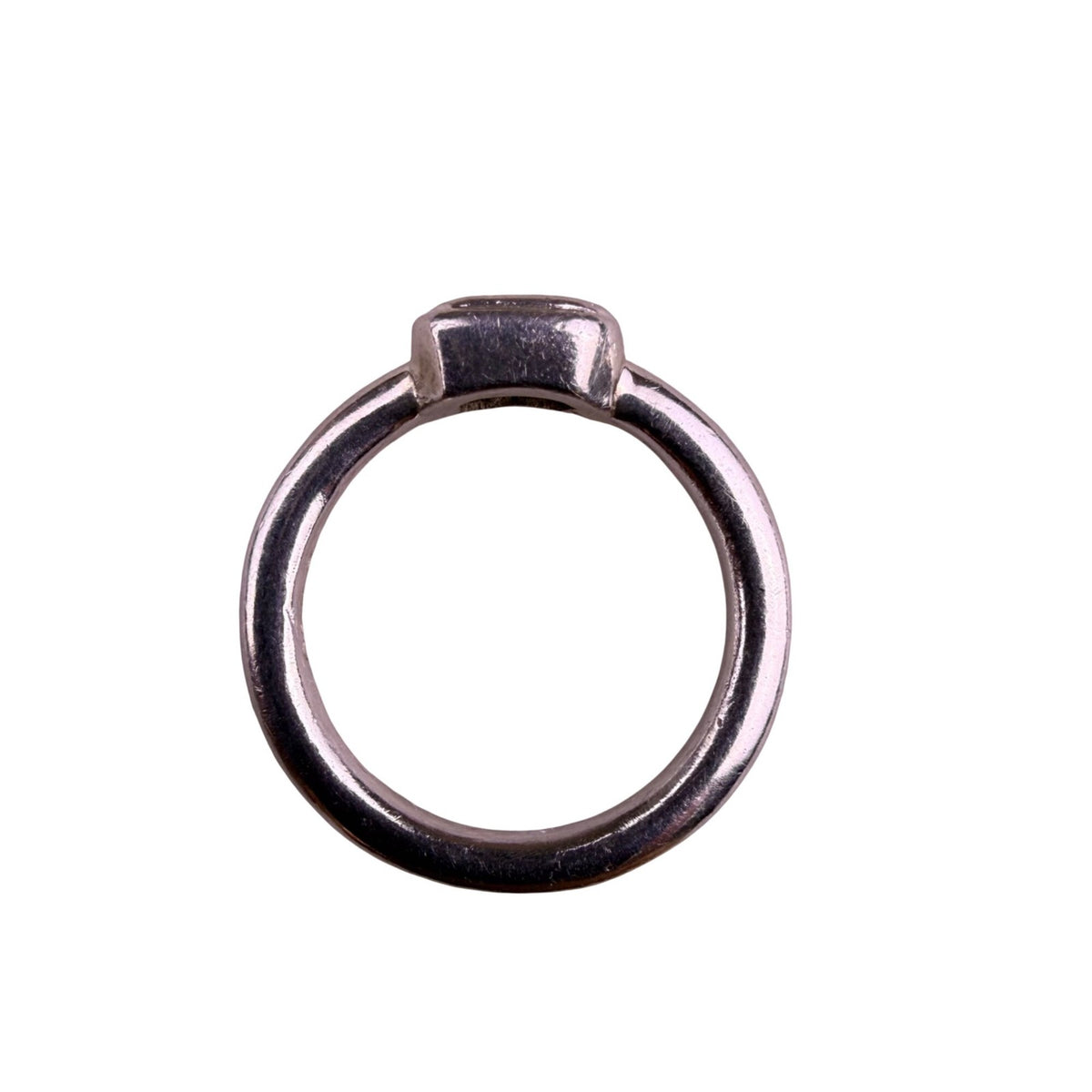 Sterling Silver Vintage Minimalist Womens Ring With Rectangle Transparent Stone 
