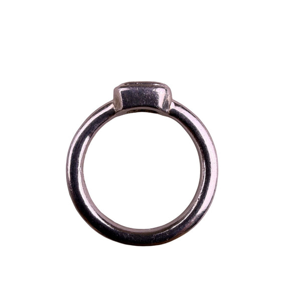 Sterling Silver Vintage Minimalist Womens Ring With Rectangle Transparent Stone 