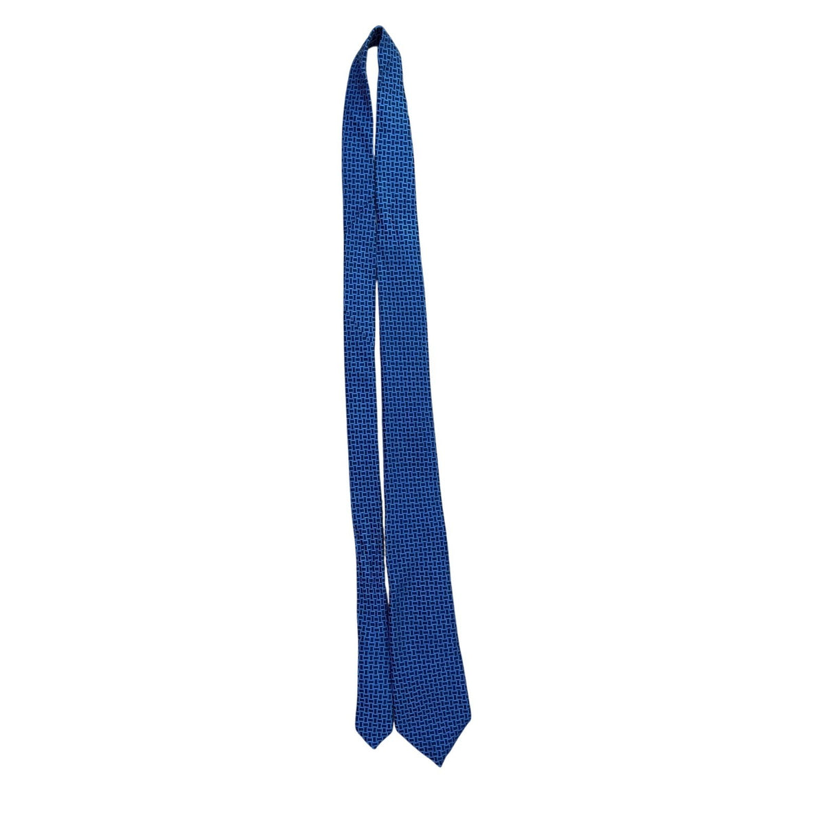 Michael Kors Mens Blue Silk Geometric Pattern Necktie Elegant Design Brand Label