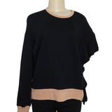 Black Asymmetric Ruffle Sweater With Peach Trim Womens Size 44 Made In Italy 100