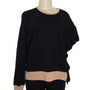 Black Asymmetric Ruffle Sweater With Peach Trim Womens Size 44 Made In Italy 100