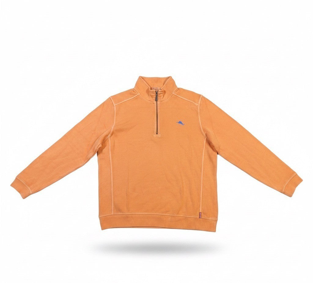 Tommy Bahama Relax Mens Orange 1/4 Zip Pullover Sweatshirt Size L