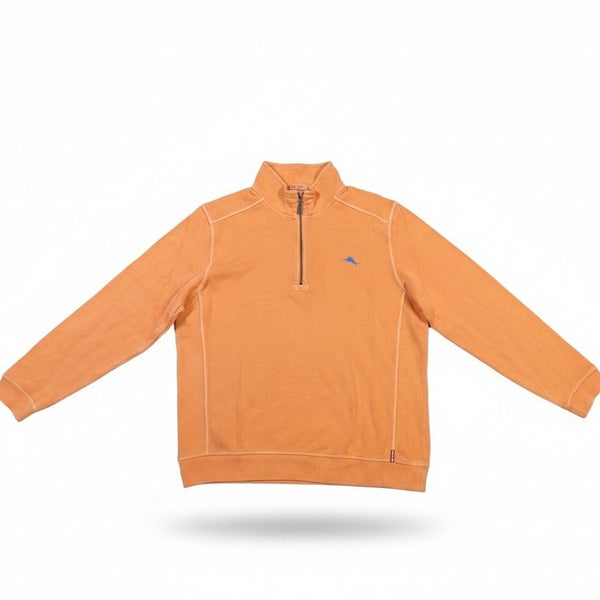 Tommy Bahama Relax Mens Orange 1/4 Zip Pullover Sweatshirt Size L