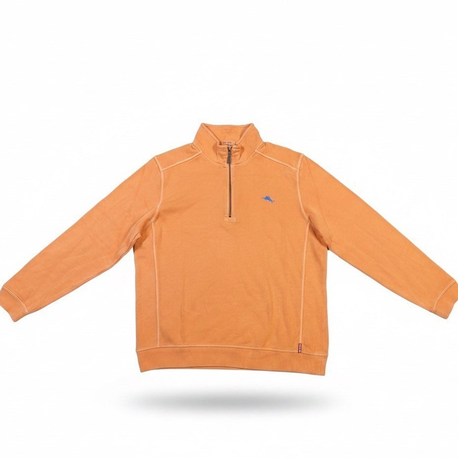 Tommy Bahama Relax Mens Orange 1/4 Zip Pullover Sweatshirt Size L