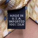 Crazy Horse Mens Gold & Blue Printed 100% Silk Tie Diamond Pattern