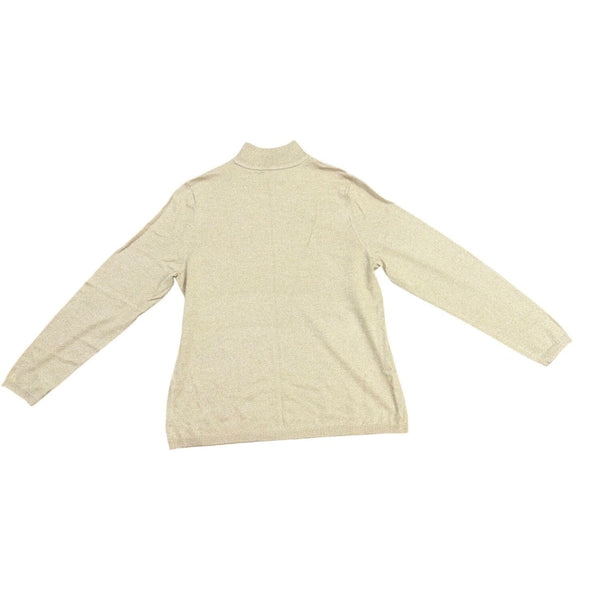 Chicos Womens Gold Metallic Knit Mock Neck Sweater Long Sleeve Classic Fit Sz 2