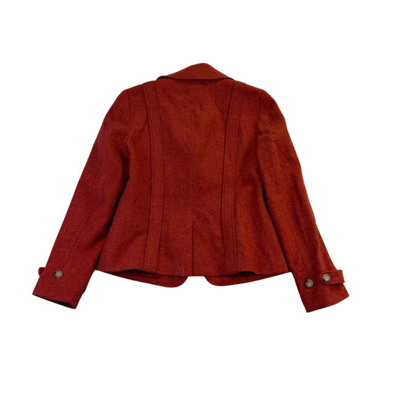 Talbots Women Orange Wool Blend Tailored Blazer Jacket Button Front Size 2
