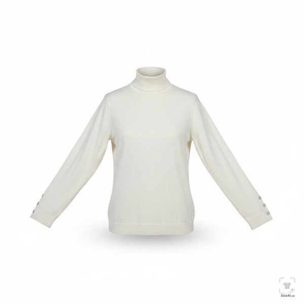 Chicos Womens White Turtleneck Sweater Classic Long Sleeve Size 1