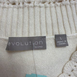 Evolution By Cyrus Womens Off-White V-Neck Short-Sleeve Sweater Size L