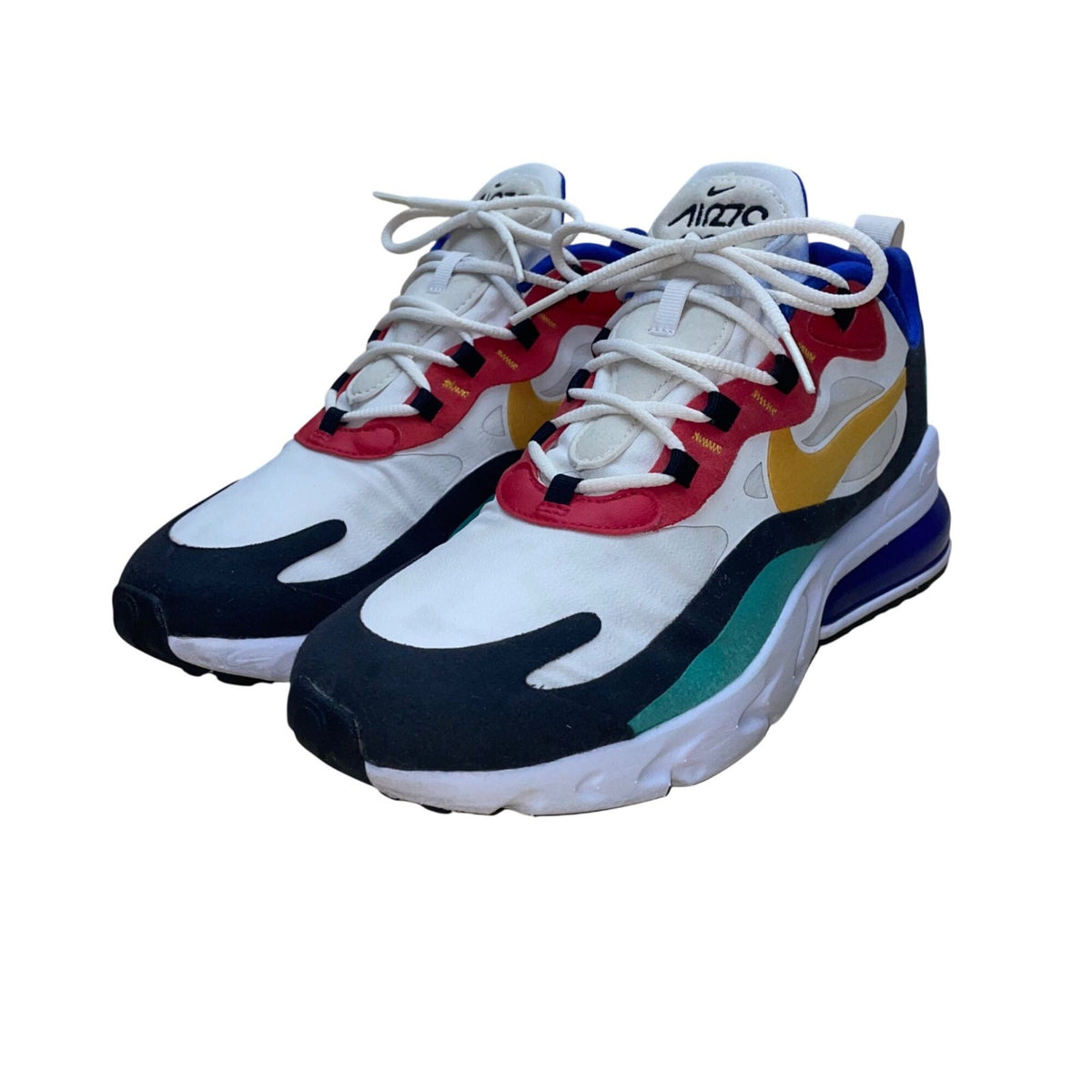 Nike Men’s White & Blue Multicolor Air Max 270 React Sneakers Size 8.5