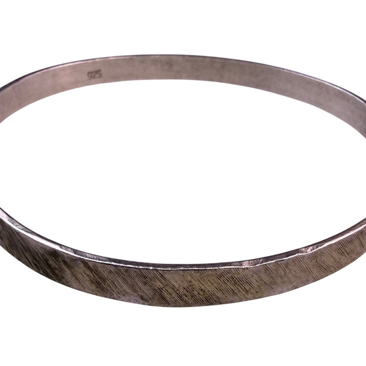 Sterling Silver Womens Textured Bangle Bracelet 925 Mark Lightweight