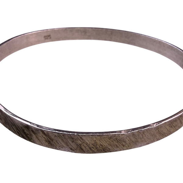 Sterling Silver Womens Textured Bangle Bracelet 925 Mark Lightweight