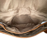 Coach Women’s White & Brown Leather Buckle Flap Detail Shoulder Bag