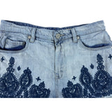 Blank Nyc Women's Light Blue Wedge Cut Off Embroidered Short Sz 28