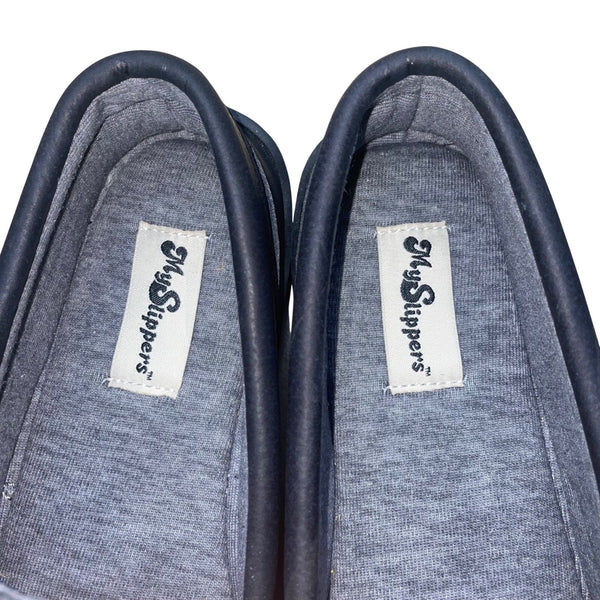 MySlippers Women’s Black Grain Leather Slipper Moccasins Size 6