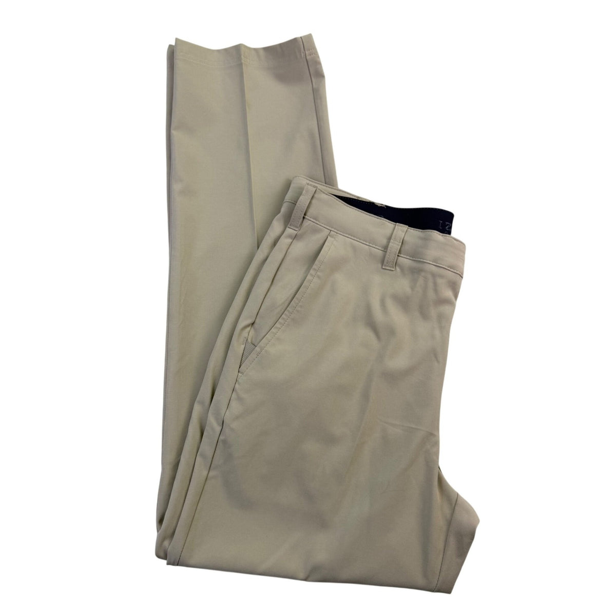 Izod Mens Beige Stretch Golf Pants With Flat Front & Belt Loops Size 32 L32