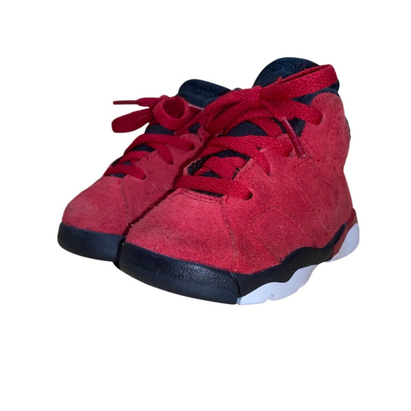 Air Jordan Kids Red Toro Bravo Retro 6 Suede Lace Up Basketball Shoes Size 5C