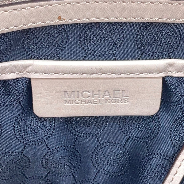 Michael Kors Women’s Black Pebbled Leather Gold Hardware Beige Straps Tote Bag